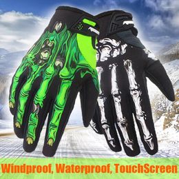 Fietshandschoenen Ontwerp Heren Skeleton Bones Winter Warm Volledige vinger Winddicht Waterdicht MTB Wandelen Sport