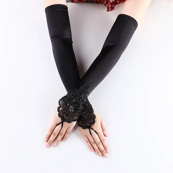 Guantes de ciclismo Manga de brazo elástico Mujeres Conducción Protector solar Largo Sin dedos Encaje DIY Mittens Cubierto Sexy Protección solar