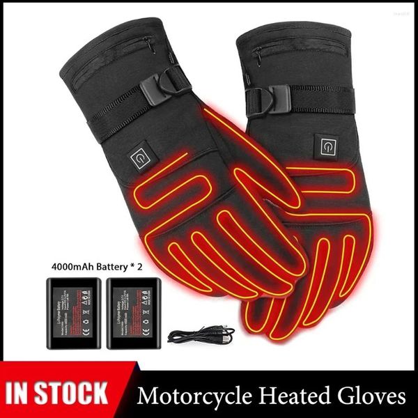 Gants de cyclisme électriques chauffés avec 3 niveaux 4000mAh Batterie rechargeable de chaleur alimentée hiver