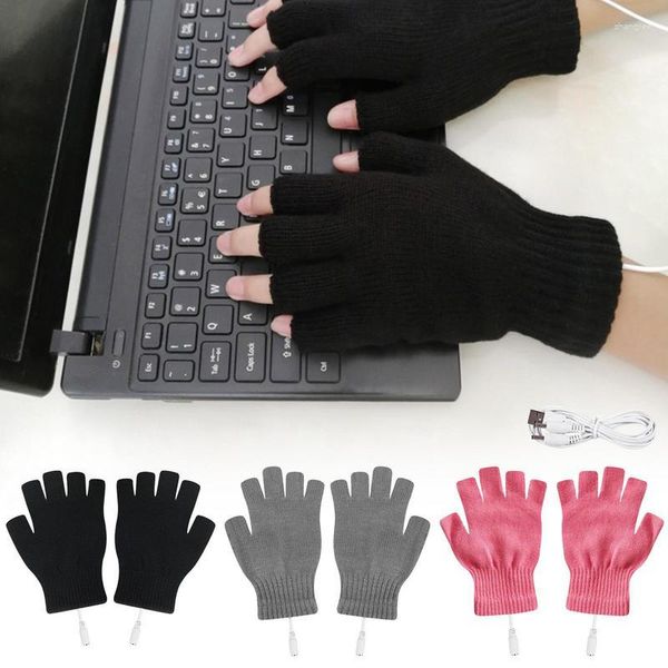 Gants de cyclisme chauffants électriques, chauffants USB, lavables, demi-mains, temps froid pour le ski, hiver