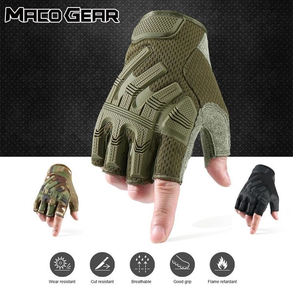 Gants de cyclisme Gant sans doigts gants demi-doigt tactique militaire armée mitaines SWAT Airsoft vélo tir en plein air randonnée conduite hommes 231021