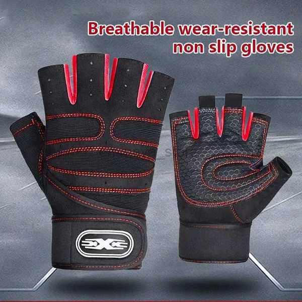 Guantes de ciclismo Fitness medio dedo guantes hombres y mujeres protector de muñeca deportes equitación con mancuernas barra horizontal antideslizante entrenamiento de ejercicio cruzado 240322