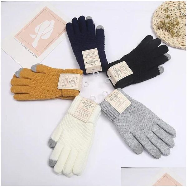 Gants de cyclisme pour femmes en hiver P et épais résistant au froid, toucher mignon, équipement tricoté en laine chaude, livraison directe, Sports de plein air Dhxou