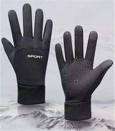 Fietshandschoenen volledige vinger touchscreen bescherming warm en fluweel winddicht winter buitensporten voor mannen en vrouwen slijtvast koud T-2