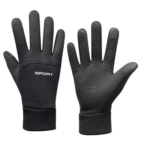 Gants de cyclisme protection d'écran tactile doigt complet chaud et velours coupe-vent sports de plein air d'hiver pour hommes et femmes résistant au froid T-1