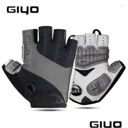 Gants de cyclisme Giyo Gant Sport Respirant Lycra Tissu Uni Route Équitation VTT Racing Mitaines Cycle Vélo Demi Doigt Drop Livraison Sports Otxve