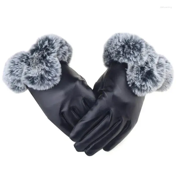 Guantes de ciclismo Guante Cómodo Manoplas tipo motocicleta para conducir deportes Mantener caliente Cuero genuino Espesado Elegante