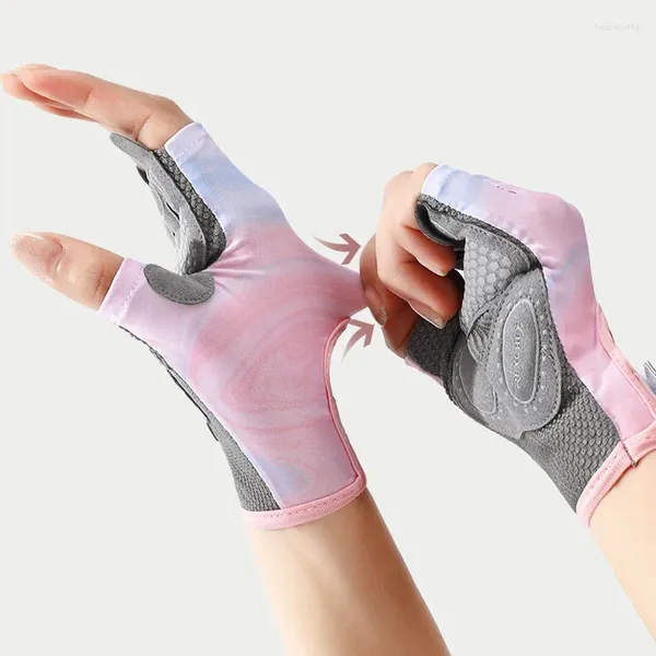 Guantes de ciclismo gimnasio mujer guante de entrenamiento deportivo medio dedo resistente al desgaste antideslizante amortiguador absorbente levantamiento de pesas