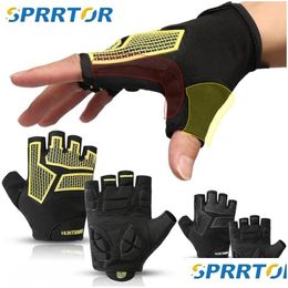 Fietshandschoenen Half Vinger Gel Pad Schokbestendig Ademend Mtb Wegfiets Handschoen Heren Dames Buitensporten Fietsuitrusting Drop Delivery Otl2Q