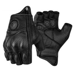 Gants de cyclisme demi-doigt Moto cuir Guantes Moto Verano Estivi Luvas Ciclismo Gant sans doigts tactique rétro 231031