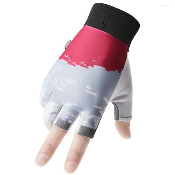 Gants de cyclisme de glace de soie anti-glissement en silicone palmier respirant tissu surdimensionné à deux doigts