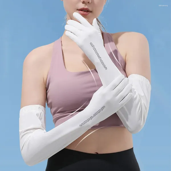 Gants de cyclisme pour hommes et femmes, manches de bras en soie glacée, respirant, protection solaire UV fraîche, couverture de main réglable, conduite de pêche