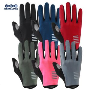 Fietshandschoenen KEMALOCE Volledige Vinger Heren Vrouw Racefiets Gel Zomer Fietswanten Antislip Zwart Blauw Roze S-2XL MTB Handschoen 231005