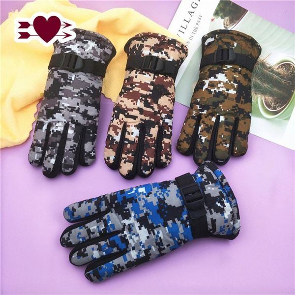 Guantes de ciclismo Niños Winter Fleece Camuflage Camuflaje Fashion Fashion Boys and Girls Mittens al aire libre gruesos 711 años 230812