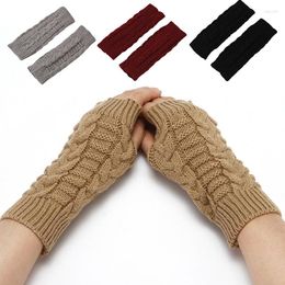 Gants de cyclisme tricotés femme automne et hiver chaud demi-doigt mâle laine qui fuit acrylique gants cyclisme