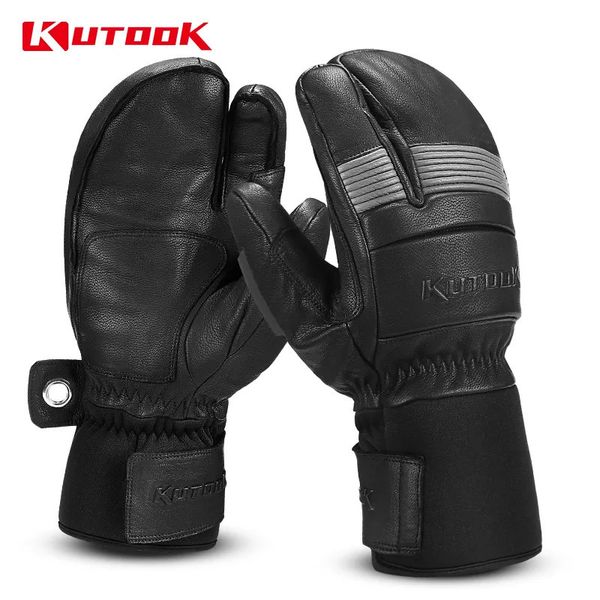 Guantes de ciclismo KUTOOK Manoplas térmicas Guantes para bicicleta Bolsillo interior impermeable Guantes de lana Protección para puños Esquí Motocicleta Guantes de esquí SF9505T 231021