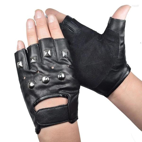 Guantes de ciclismo kuyomens hombres muñeca sin dedo media guantera guaño unisex mitones tácticos de cuero genuino real