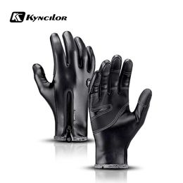 Cycling Handschoenen Kyncilor Heren Winter Velvet Leather Men Touchscreen voor sport thermisch klimmen Bycicle T221019