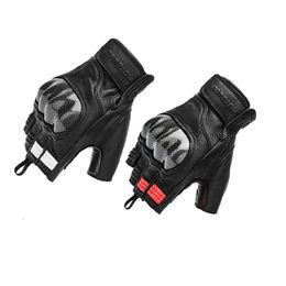 Gants de cyclisme en cuir Moto pour hommes d'été Motocross demi-doigt sans doigts en Fiber de carbone Guantes Moto Luva Guanti Enduro 230825
