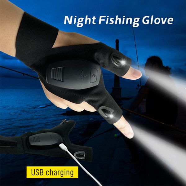 Guantes de ciclismo Guante de linterna recargable LED para hombres Luces de dedo Gadgets geniales Herramientas Mecánica al aire libre Regalo iluminado Papá Novio 230612