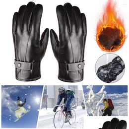 Guantes de ciclismo Hombres FL Finger PU Protección de cuero Equitación Cierre de botón impermeable para Cam Escalada Senderismo Deportes al aire libre Drop Delive OTF1L