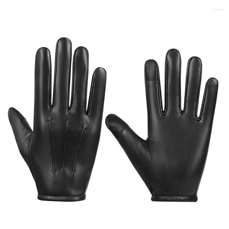 Cycling Gloves Men's Leather Winter Autumn Driving Keep Warm Tactical Black Outdoor Sports Waterproof Mitten