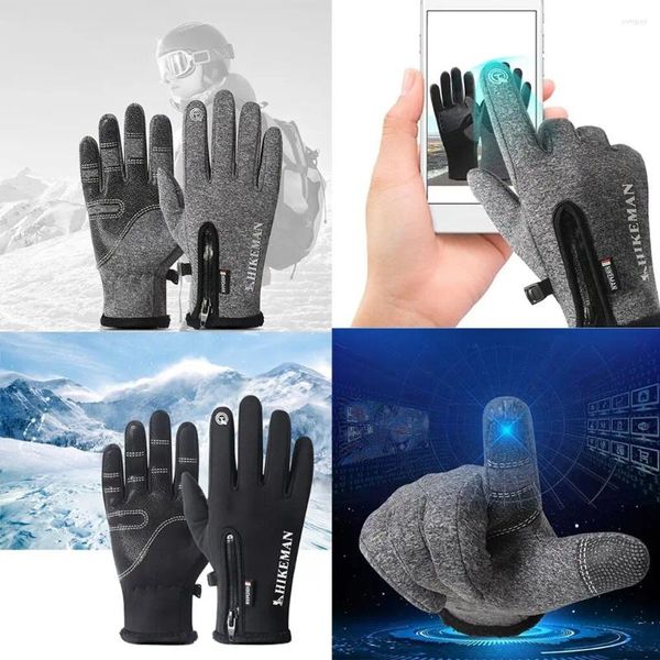 Guantes de ciclismo hombres pantalla táctil esquí impermeable a prueba de viento invierno antideslizante patinaje al aire libre motocicleta XL negro