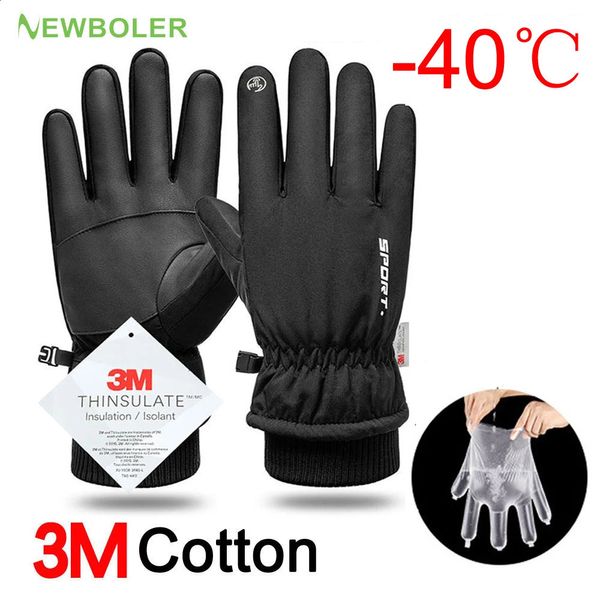 Gants de cyclisme hommes hiver imperméable Sports de plein air course moto Ski écran tactile polaire antidérapant chaud doigts complets 231109