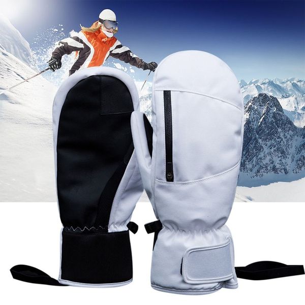 Gants de cyclisme Hommes Femmes Hiver Ski Snowboard Peut Écran Tactile Étanche Thermique Épais Neige Motoneige Mitaines Noir Blanc Gris 230728