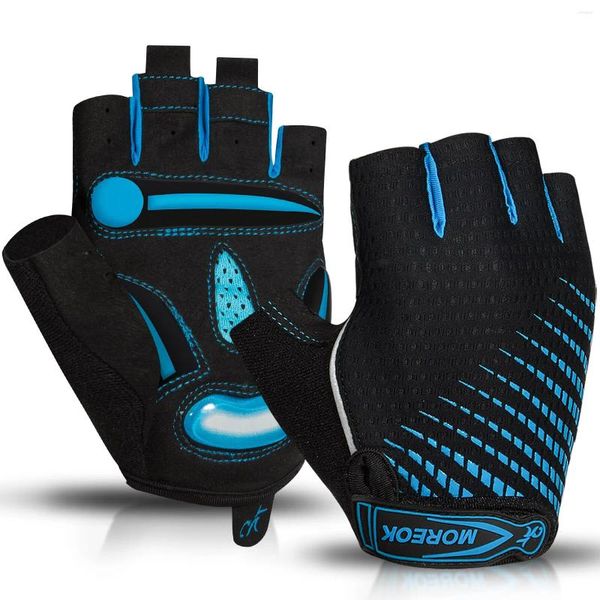 Guantes de ciclismo Moreok Bicicleta transpirable Almohadillas de gel de 5 mm Bike de montaña que no se deslizan en bicicleta de carretera para hombres mujeres