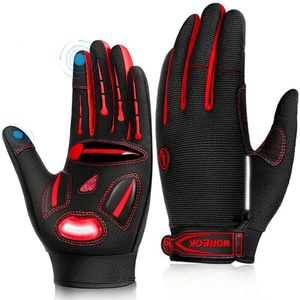 Cycling Gloves MOREOK Cycling Gloves Full Finger Winter Bike Gloves 5MM Liquid Gel Pad Anti-Slip Shock-Absorbing Touchscreen Bicycle Gloves Men 231021