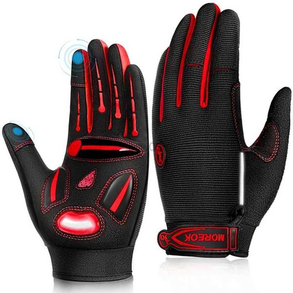 Gants de cyclisme MOREOK Gants de cyclisme Doigt complet Gants de vélo d'hiver 5MM Liquid Gel Pad Anti-Slip Shock-Absorbing Touchscreen Bicyc Gants Hommes HKD230720