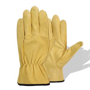 Gants de cyclisme Nouveau travail pour hommes Cuir de vachette ather Sécurité Protection Coupe Travail Réparateur Garage Racing H92 L221024