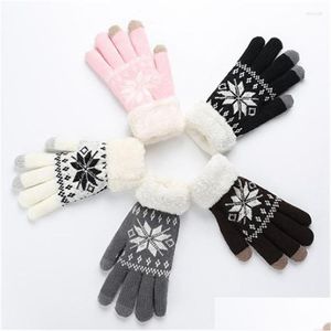 Gants de cyclisme P chaud à la mode cerf de neige automne femmes tricot épaissi et hiver drop livraison sport extérieur équipement de protection Dhokg