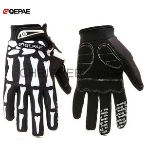 Gants de cyclisme Qeqae motif squelette unisexe doigt complet vélo cyclisme moto moto course gants d'équitation gant de vélo pour femmes et hommes x0824