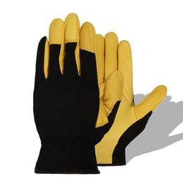 Cycling Handschoenen Qiangaf Brand Mechanisch onderhoud Werken Men Veiligheid Beschermende handschoen Cowhide Ather Fashion Sports Gloves 9530NP L221024