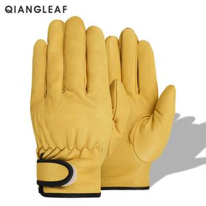 Cycling Handschoenen Qiangaf Sheepskin Work Summer Repair Top Laag Ather Working Safety Glove Wear Resistant Whosa Men's 520 My L221024