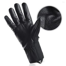 Guantes de Ciclismo Resistente a la lluvia Bicicleta Resistente al Viento Deportes Térmicos Con Forro abrigado Unisex Piel Invierno