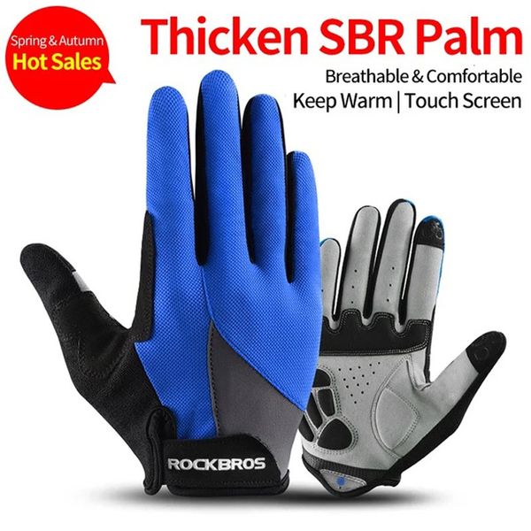 Gants de cyclisme ROCKBROS gants de vélo respirant confortable écran tactile SBR Plam antichoc doigt complet gants de vélo de route équipement de cyclisme 231204