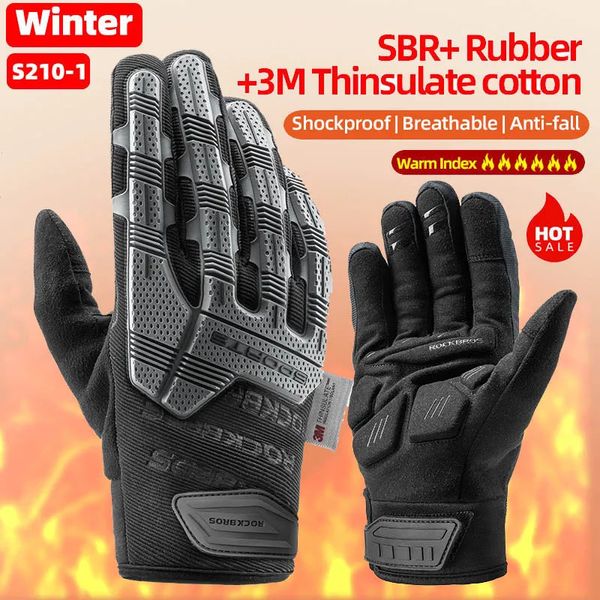 Gants de cyclisme ROCKBROS gants de cyclisme automne hiver coupe-vent SBR écran tactile gants de vélo respirant doigt complet antichoc gants de Sport 231204