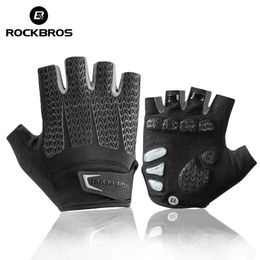 Gants de cyclisme ROCKBROS gants de cyclisme vélo antichoc mousse rembourré demi doigt gant court anti-dérapant respirant DH Rode vélo hommes gants 231109