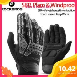 Gants de cyclisme ROCKBROS gants de cyclisme thermique automne hiver gants coupe-vent SBR écran tactile gants de vélo doigt complet antichoc gants de Sport 230825