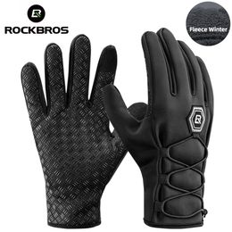 Gants de cyclisme Rockbros sarung tangan musim gugur sepeda bulu termal tahan angin dengan S077 6 hangat pour bersepeda VTT 230905