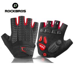 Guantes de ciclismo ROCKBROS Pantalla táctil Ciclismo Guantes de bicicleta Otoño Primavera MTB Bicicleta Bicicleta Guantes GEL Pad A prueba de golpes Medio dedo Mittens Guantes 230825