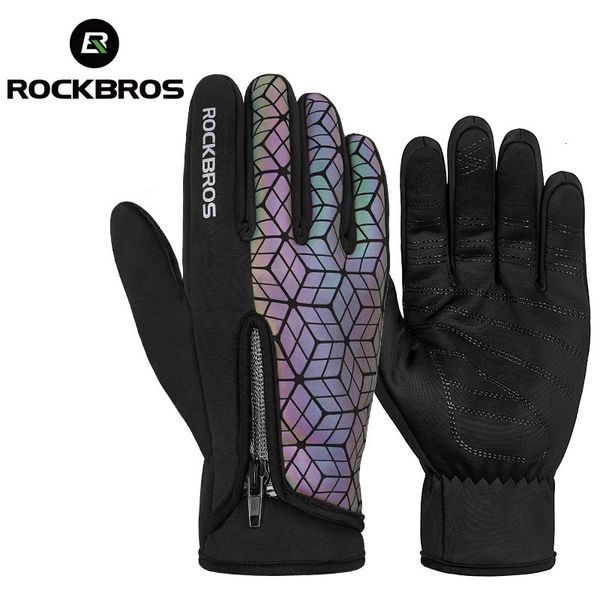 Gants de cyclisme ROCKBROS gants de vélo d'hiver écran tactile polaire thermique escalade ski gants de vélo hommes femmes coupe-vent gants de cyclisme chauds 231109