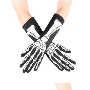 Gants de cyclisme Skeleton Fl Fingers Long Imprimer Chaud Respirant Hommes Femmes Fitness Gant Halloween Ghost Claw Skl Drop Livraison Sports Ou Ot6Ex