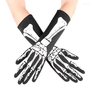 Gants de cyclisme squelette, doigts complets, longs imprimés, chauds et respirants pour hommes et femmes, gants de Fitness, Halloween, griffe fantôme, crâne