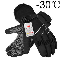 Guantes de ciclismo Esquí Impermeable Invierno 3M Thinsulate Térmico Pantalla táctil Bicicleta Moto Guante Hombres L221024