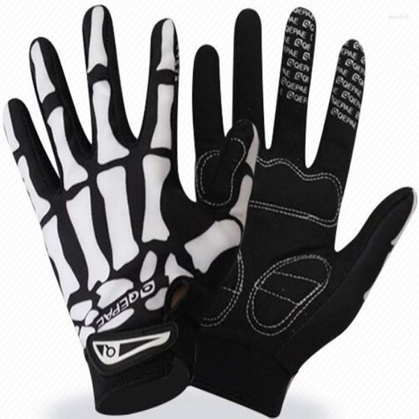 Guantes de ciclismo Primavera Dedo completo Calavera Pantalla táctil Bicicleta a prueba de golpes Bicicleta Fitness para montar en motocicleta