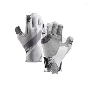 Guantes de ciclismo Verano Protección UV Deportes Pesca sin dedos Secado rápido Ultrafino Montar en bicicleta Antideslizante Medio dedo